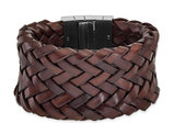 Men's Brown Italian Woven Leather Bracelet (7.75 Inch)