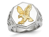 Men's Flying Eagle Stainless Steel and Yellow Plated Sterling Silver