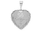 14K Whitw Gold Reversible 50th Anniversary Heart Charm Pendant Necklace (NO CHAIN)