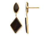 Black Onyx Dangle Earrings in 14K Yellow Gold