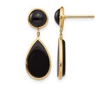 Black Onyx Teardrop Dangle Earrings in 14K Yellow Gold