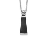 Sterling Silver Polished Black Onyx Rectangle Pendant Necklace with Chain (16 Inches)