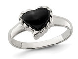Black Onyx Heart Ring in Sterling Silver