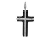 14K White Gold Black Onyx Cross Pendant with Diamonds (NO CHAIN)