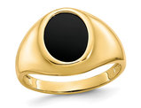 Men's Oval Black Onyx Ring 10K Yellow Gold
