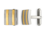 Men's Stainless Steel Yellow Plated Cuff Links