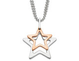 Stainless Steel Star Rose Plated Charm Pendant Necklace with Chain