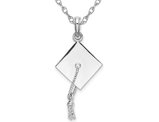 Sterling Silver Graduation Cap Charm Pendant Necklace with Chain