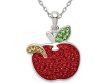 Sterling Silver Multi-Color Crystal Apple Charm Pendant Necklace with Chain