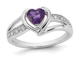 2/5 Carat (ctw) Amethyst Heart Ring in Sterling Silver
