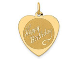 14K Yellow Gold - Happy Birthday - Heart Charm Pendant (NO CHAIN)