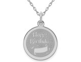 Sterling Silver - Happy Birthday - Round Charm Pendant Necklace with Chain