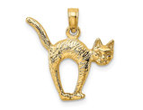 10K Yellow Gold Raised Cat Charm Pendant (No Chain)
