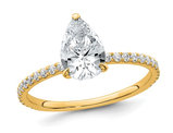 1.41 Carat (ctw SI, G) Certified Lab-Grown Pear Diamond Engagement Ring in 14K Yellow Gold