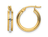 14K Yellow and White Gold Polished Hoop Earrings