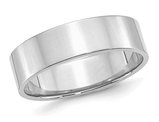 Mens Sterling Silver Flat Polished Wedding Band Ring (6mm)