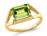 2.20 Carat (ctw) Emerald-Cut Peridot Ring in 14K Yellow Gold