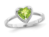 4/5 Carat (ctw) Peridot Heart Ring in 14K White Gold (SIZE 6)