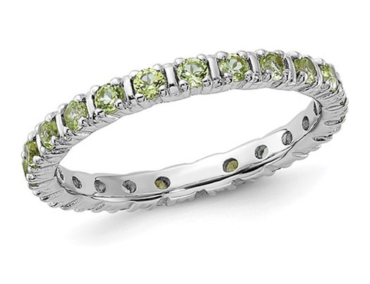 1.00 Carat (ctw) Peridot Eternity Band Ring in Sterling Silver