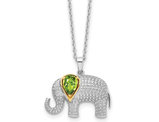 Peridot Elephant Pendant Necklace 1.00 Carat (ctw) in Sterling Silver with Chain