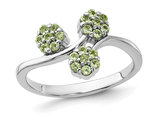 1/4 Carat (ctw) Peridot Cluster Tri-Flower Ring in Sterling Silver