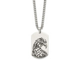 Mens Stainless Steel American Eagle Dogtag Pendant Necklace with Chain (22 Inches) 