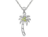 Sterling Silver Palm Tree Pendant Necklace with Peridot and Chain