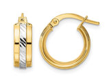 14K Yellow and White Gold Polished Hoop Earrings