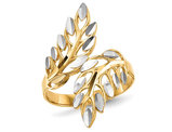 14K Yellow Gold Diamond-cut Leaf Ring (SIZE 7)