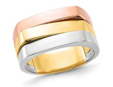 14K Rose, Yellow and White Gold Flat Top Band Ring (size 7)