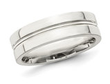 Mens Sterling Silver Grooved Wedding Band Ring (6mm)