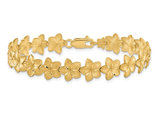 14K Yellow Gold Plumeria Flower Bracelet (7.25 Inches)