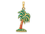 14K Yellow Gold Palm Tree Charm Pendant (No Chain)