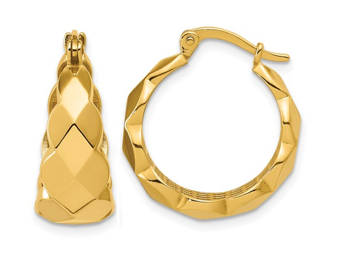 Gold Faceted Hoops