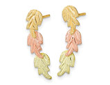 10K Yellow Gold Tri-Leaf Post Earrings