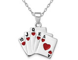 Sterling Silver Playing Cards Charm Pendant Necklace with Chain