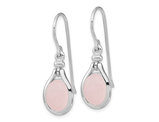 Pink Quartz Oval Dangle Earrings in Sterling Silver