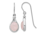 Pink Quartz Oval Dangle Earrings in Sterling Silver