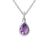 1.67 Carat (ctw) Amethyst Drop Pendant Necklace in Sterling Silver with Chain