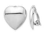 Sterling Silver Polished Heart Clip-On Earrings