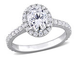 1.97 Carat (ctw VS1-VS2, G-H) Lab-Grown Oval Diamond Halo Engagement Ring in 14K White Gold