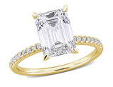 3.16 Carat (ctw VS1-VS2, G-H) Lab-Grown Emerald-Cut Diamond Engagement Ring 14k Yellow Gold