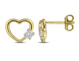 1/7 Carat (ctw) Lab-Grown Diamond Open Heart Earrings in Yellow Sterling Silver