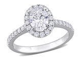 1.48 Carat (ctw VS1-VS2, G-H) Lab-Grown Oval Diamond Halo Engagement Ring in 14K White Gold