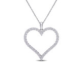 1.14 Carat (ctw VS1-VS2) Lab-Grown Diamond Open Heart Pendant Necklace in 14K White Gold with Chain