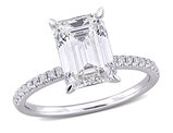 3.16 Carat (ctw VS1-VS2) Lab-Grown Emerald-Cut Diamond Engagement Ring 14k White Gold