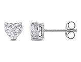 1.00 Carat (ctw) Lab-Grown Diamond Solitaire Heart Earrings 14K White Gold