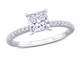 1.16 Carat (ctw VS1-VS2) Lab-Grown Princess-Cut Diamond Engagement Ring 14k White Gold