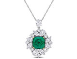 2.25 Carat (ctw) Lab-Created Emerald Pendant Necklace in 18K White Gold with Lab-Grown Diamonds 2.97 Carats (ctw)