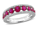 1.50 Carat (ctw) Lab-Created Ruby Band Ring in 14K White Gold with Lab-Grown Diamonds
